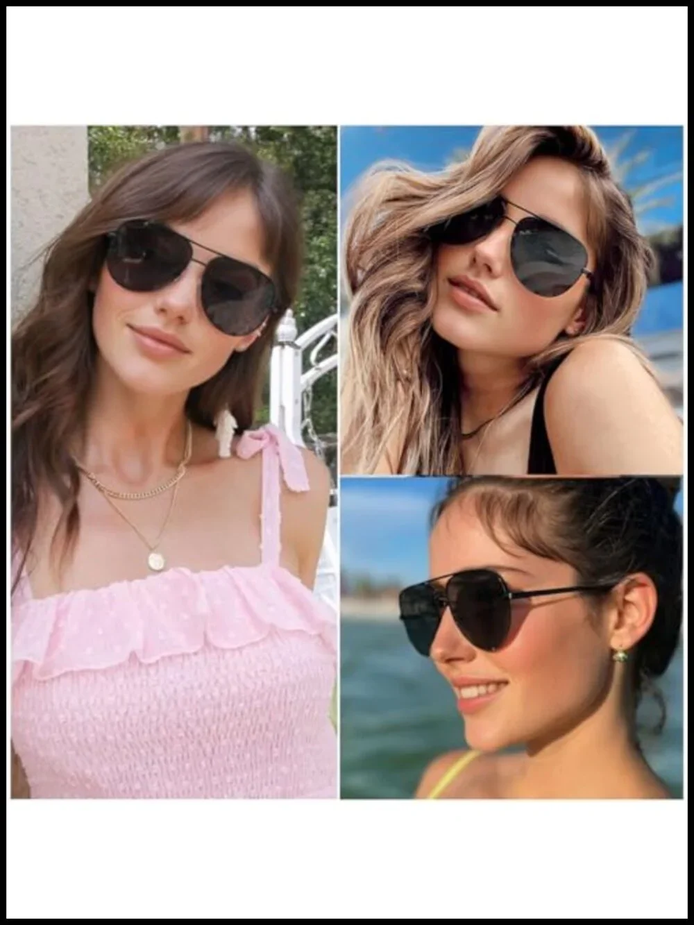 Oversized Aviator Sunglasses for Women Men Large Metal Frame UV400 Protection
